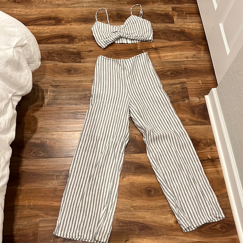Striped two piece pants set